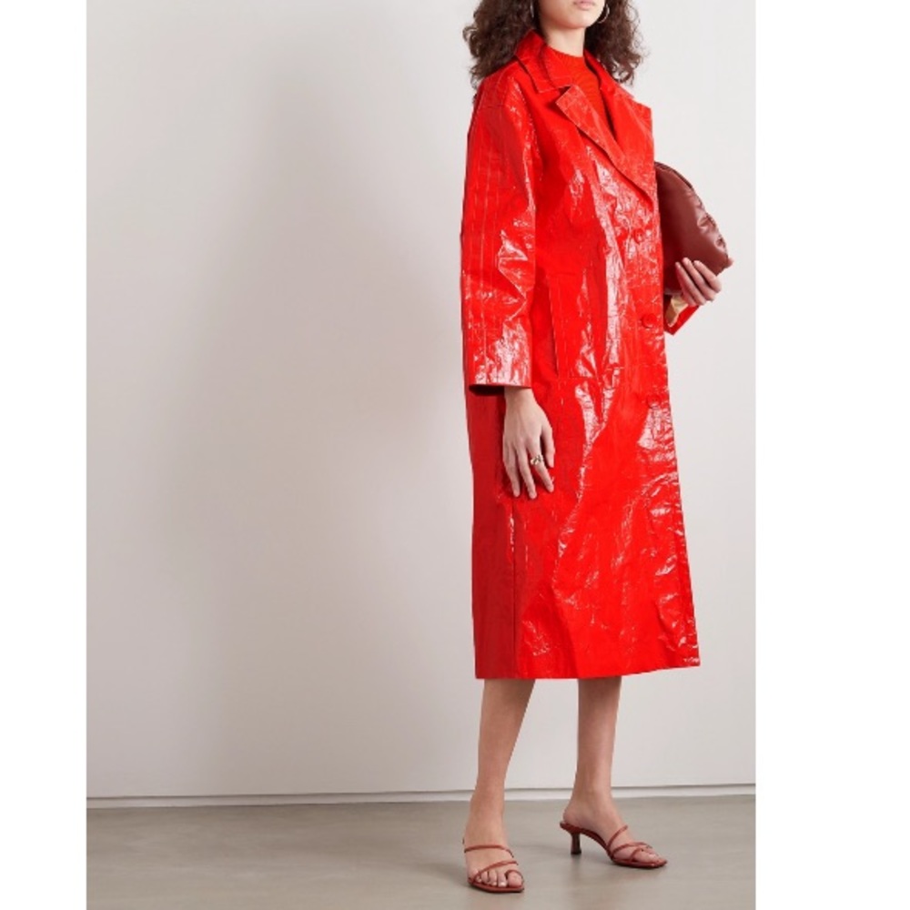 STAND STUDIO Lexie Red faux patent-leather coat
